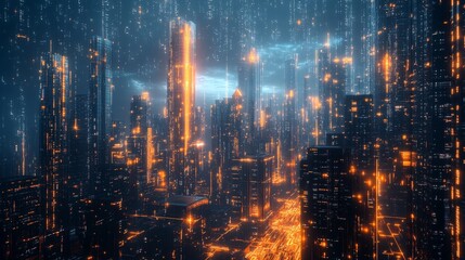 Fototapeta premium Digital Pathways: Futuristic Semiconductor Manufacturing in Abstract Surreal Artistry