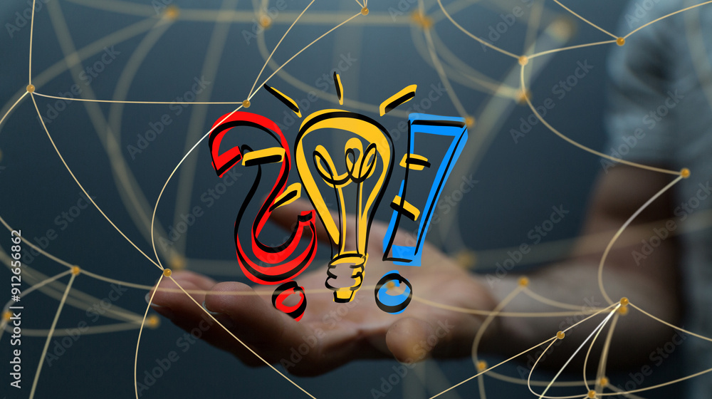 Poster Neural network 3D illustration. Big data and cybersecurity