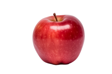 Red apple fruit on transparent background.