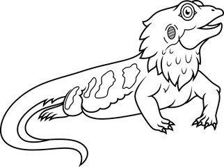 Cartoon bearded dragon line art