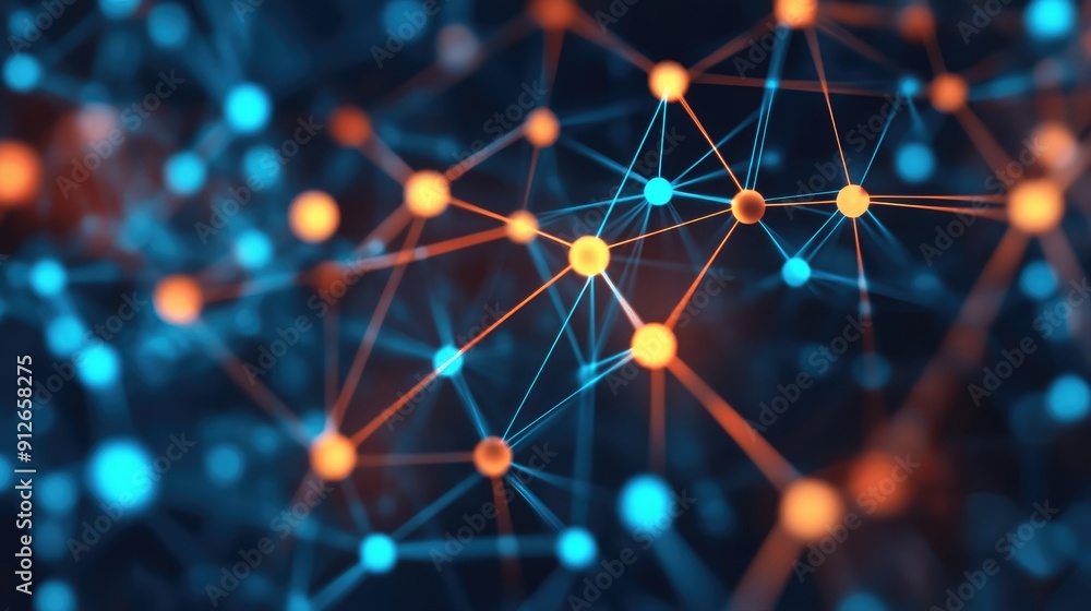 Aufkleber Abstract network connection with nodes