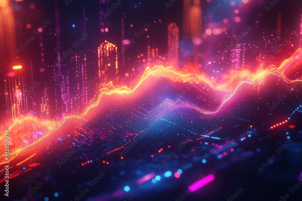 Aufkleber digital marketing complexity unveiled: abstract seo metrics & dynamic graphs in surreal visualizatio