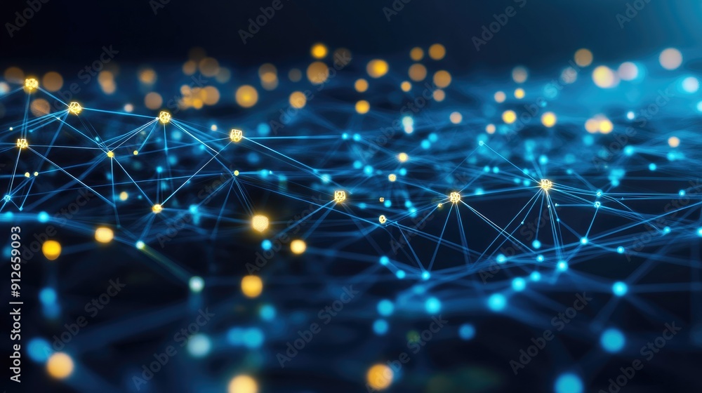 Aufkleber Abstract network connection with nodes