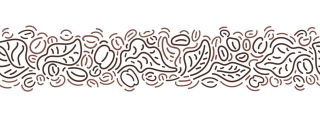Coffee line ornament. Abstract silhouette of beans