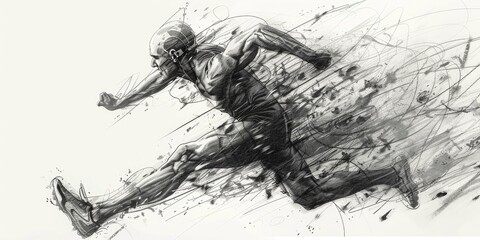 Fototapeta premium Abstract sketch of a running athlete.