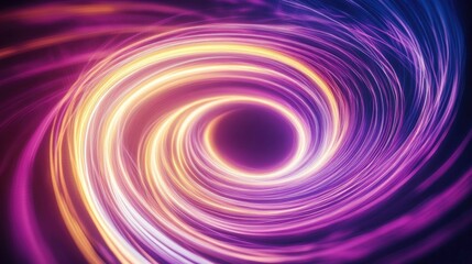 Abstract swirling neon light trails in a dark background
