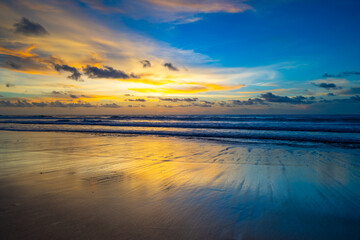 Nature landscape beautiful Light Sunset or sunrise over sea,Colorful clouds dramatic sky seascape,Amazing clouds in sunset sky background