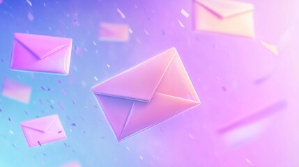 A sleek digital mail apps with a light gradient background.