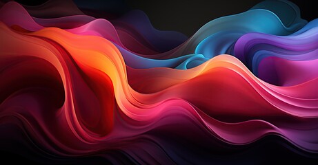 Abstract background with colorful liquid shapes, dark gradient color background. Created with Generative AI