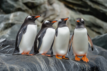 Fototapeta premium group of southern penguins living in the wildlife nature of antarctica 