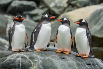 Fototapeta premium group of southern penguins living in the wildlife nature of antarctica 
