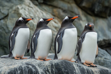 Obraz premium group of southern penguins living in the wildlife nature of antarctica 
