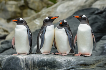Fototapeta premium group of southern penguins living in the wildlife nature of antarctica 