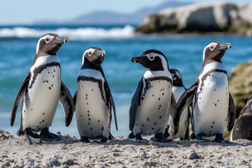 Obraz premium southern penguin group living in the nature of Antarctica 