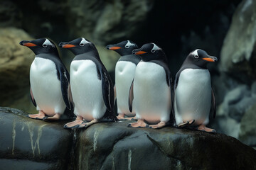 Fototapeta premium southern penguin group living in the nature of Antarctica 