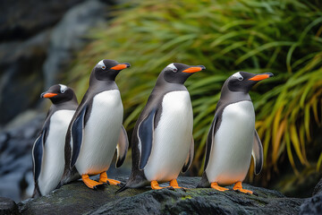 Obraz premium southern penguin group living in the nature of Antarctica 