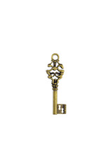 Close-up Key vintage isolated on white background with clipping path.