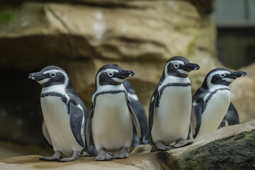 Fototapeta premium southern penguin group living in the nature of Antarctica 