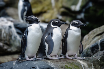 Obraz premium southern penguin group living in the nature of Antarctica 