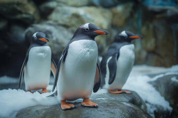 Obraz premium southern penguin group living in the nature of Antarctica 