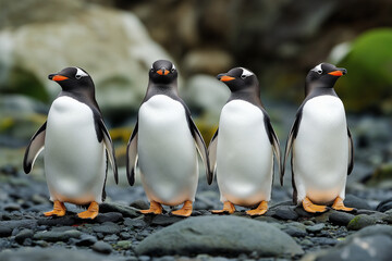 Fototapeta premium southern penguin group living in the nature of Antarctica 