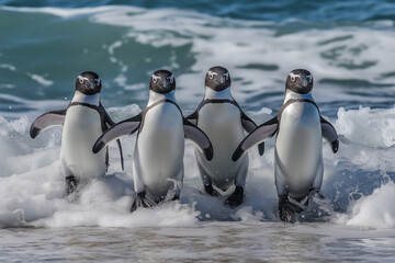 Fototapeta premium southern penguin group living in the nature of Antarctica 