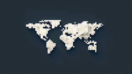 Obraz premium A logo of the world map in square forms like pixel art.
