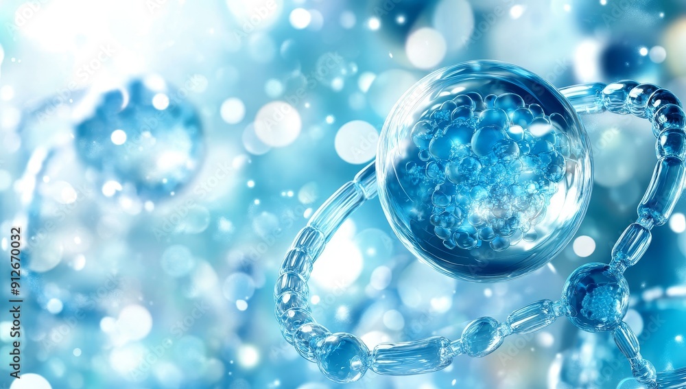Poster background of a 3d rendering of human cells or embryonic stem cells.