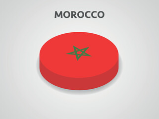 3D Isometric Flag of Morocco - Vector Illustration