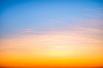 Beautiful , luxury soft gradient orange gold clouds and sunlight on the blue sky perfect for the background, take in everning,Twilight, Large size, high definition landscape photo