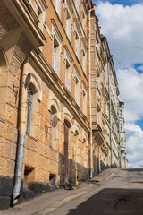 urban background, old street with ancient buildings