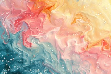 Obraz premium Abstract Swirls of Pastel Colors with White Bubbles