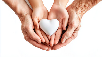 Obraz premium Generationenübergreifende Hände mit Herz: Liebe, Fürsorge und familiärer Zusammenhalt