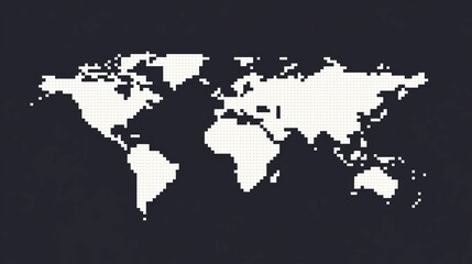 Fototapeta premium A logo of the world map in square forms like pixel art.