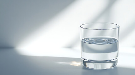 Glass of Water on Minimalist Desk