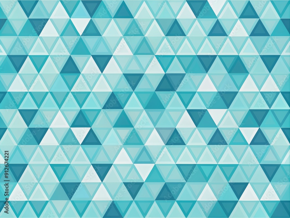 Poster vibrant light blue retro geometric pattern featuring seamless arrangement of triangles and squares i