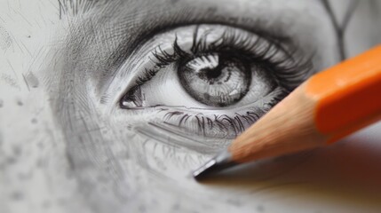 Photo of a drawing an eye. AI generated.