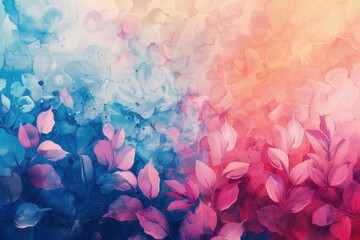 Obraz premium Abstract Watercolor Painting with Pink and Blue Floral Motifs