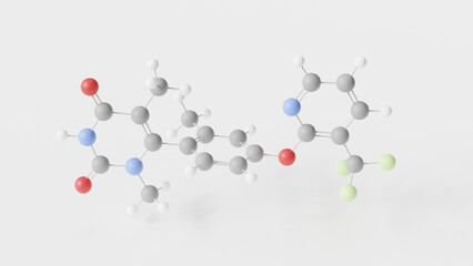tavapadon molecule 3d, molecular structure, ball and stick model, structural chemical formula parkinson's disease medication