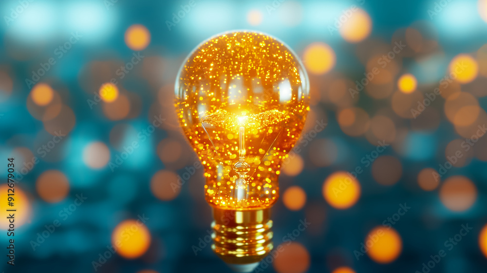 Poster illuminated light bulb sitting on a circuit board serves as a powerful symbol of both innovation and