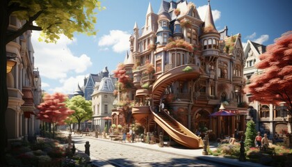 Obraz premium Kids playing and running in a neighborhood playground