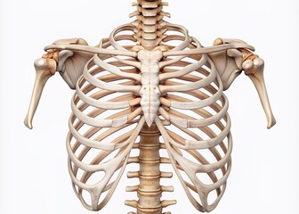 illustration of rib cage bones, ribs for print on white background.