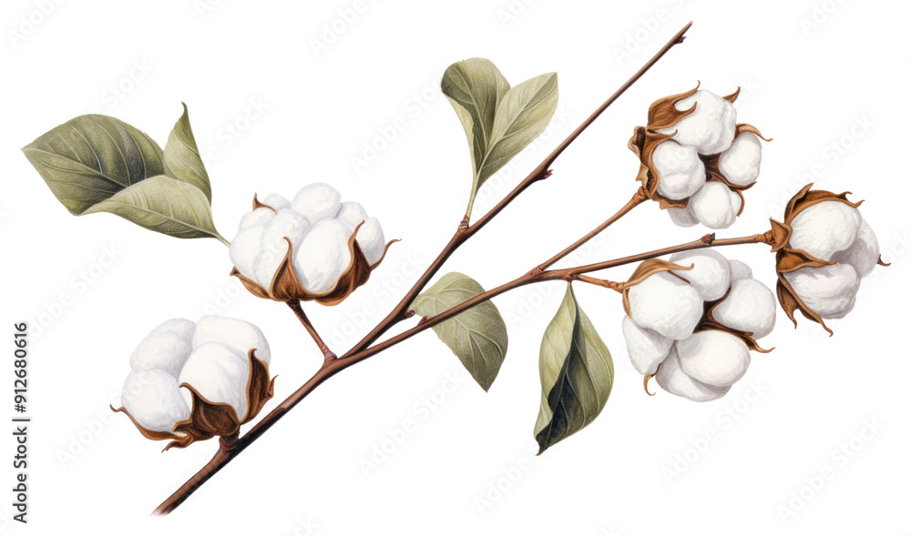 Canvas Prints png cotton branch plant white.