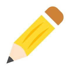 Pencil in cartoon style. Pencil flat icon. Vector illustration isolated on white background.