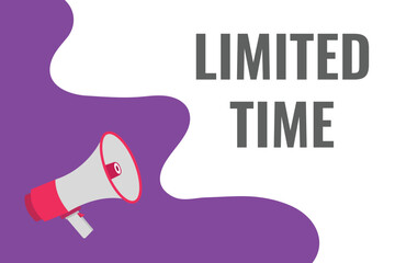 limited time button, banner, label, template for website. limited time text with colorful megaphone icon
