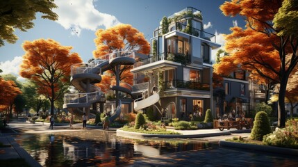 Obraz premium Kids playing and running in a neighborhood playground