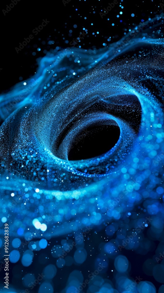 Poster abstract blue swirl and particle background in digital art style. vibrant and dynamic illustration o