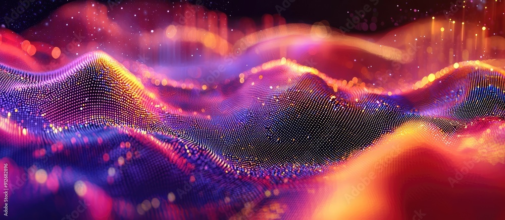 Aufkleber illuminated 3d data wave visualization