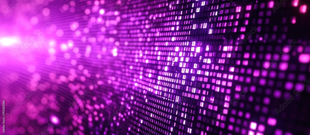 Poster vibrant purple mosaic background with abstract led squares multicolored digital pixel grid in lilac 