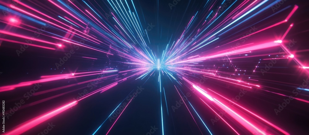Poster futuristic abstract background featuring vibrant speed lines in a cosmic setting encompasses themes 